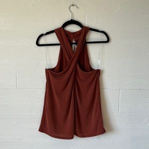Green envelope rust cross neckline blouse size M NWT